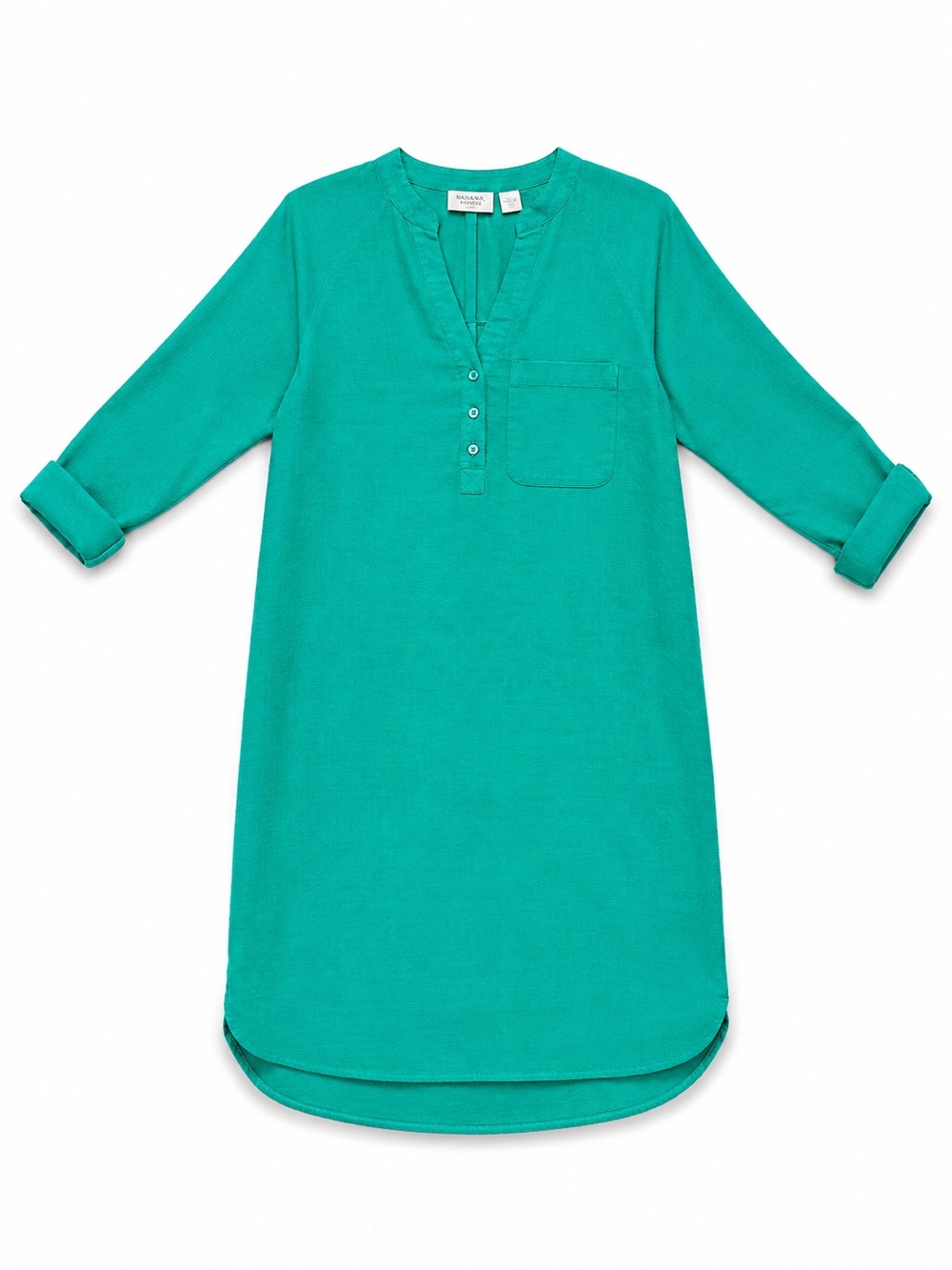 Martha Stewart 100% Linen Tunic Dress Cover Up Green XS Long Sleeve